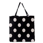 Polka Dots - Linen on Black Grocery Tote Bag