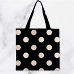 Polka Dots - Linen on Black Zipper Grocery Tote Bag