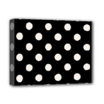 Polka Dots - Linen on Black Deluxe Canvas 14  x 11  (Stretched)