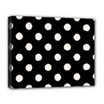 Polka Dots - Linen on Black Deluxe Canvas 20  x 16  (Stretched)