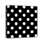 Polka Dots - Linen on Black Mini Canvas 6  x 6  (Stretched)