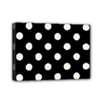 Polka Dots - Linen on Black Mini Canvas 7  x 5  (Stretched)