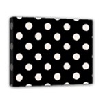 Polka Dots - Linen on Black Canvas 10  x 8  (Stretched)