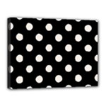 Polka Dots - Linen on Black Canvas 16  x 12  (Stretched)