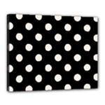 Polka Dots - Linen on Black Canvas 20  x 16  (Stretched)