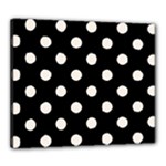 Polka Dots - Linen on Black Canvas 24  x 20  (Stretched)