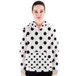 Polka Dots - Black on Ivory Women s Zipper Hoodie