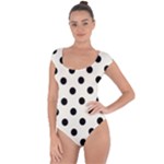 Polka Dots - Black on Ivory Short Sleeve Leotard (Ladies)