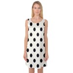 Polka Dots - Black on Ivory Sleeveless Satin Nightdress