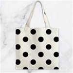 Polka Dots - Black on Ivory Zipper Grocery Tote Bag