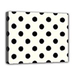 Polka Dots - Black on Ivory Deluxe Canvas 20  x 16  (Stretched)