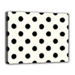 Polka Dots - Black on Ivory Canvas 14  x 11  (Stretched)