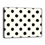 Polka Dots - Black on Ivory Canvas 16  x 12  (Stretched)