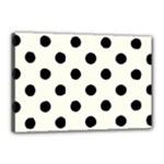 Polka Dots - Black on Ivory Canvas 18  x 12  (Stretched)