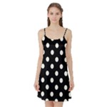 Polka Dots - Ivory on Black Satin Night Slip