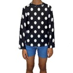 Polka Dots - Ivory on Black Kid s Long Sleeve Swimwear