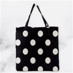 Polka Dots - Ivory on Black Grocery Tote Bag