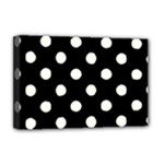 Polka Dots - Ivory on Black Deluxe Canvas 18  x 12  (Stretched)