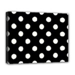 Polka Dots - Ivory on Black Deluxe Canvas 20  x 16  (Stretched)