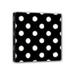 Polka Dots - Ivory on Black Mini Canvas 4  x 4  (Stretched)