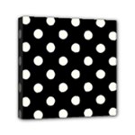 Polka Dots - Ivory on Black Mini Canvas 6  x 6  (Stretched)