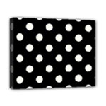 Polka Dots - Ivory on Black Canvas 10  x 8  (Stretched)