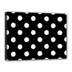 Polka Dots - Ivory on Black Canvas 16  x 12  (Stretched)