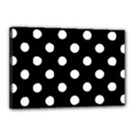 Polka Dots - Ivory on Black Canvas 18  x 12  (Stretched)