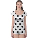 Polka Dots - Black on White Smoke Boyleg Leotard (Ladies)