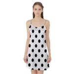 Polka Dots - Black on White Smoke Satin Night Slip