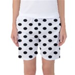 Polka Dots - Black on White Smoke Women s Basketball Shorts