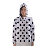 Polka Dots - Black on White Smoke Hooded Wind Breaker (Women)