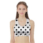 Polka Dots - Black on White Smoke Women s Sports Bra with Border