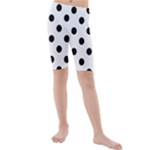 Polka Dots - Black on White Smoke Kid s Mid Length Swim Shorts