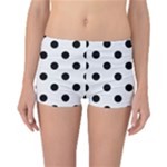 Polka Dots - Black on White Smoke Reversible Boyleg Bikini Bottoms