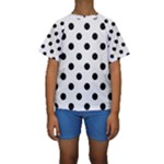 Polka Dots - Black on White Smoke Kid s Short Sleeve Swimwear