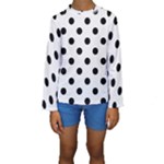 Polka Dots - Black on White Smoke Kid s Long Sleeve Swimwear