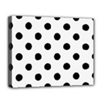 Polka Dots - Black on White Smoke Deluxe Canvas 20  x 16  (Stretched)