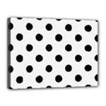 Polka Dots - Black on White Smoke Canvas 16  x 12  (Stretched)