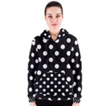 Polka Dots - White Smoke on Black Women s Zipper Hoodie