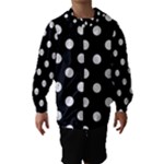 Polka Dots - White Smoke on Black Hooded Wind Breaker (Kids)