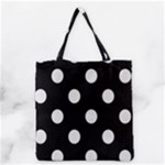 Polka Dots - White Smoke on Black Grocery Tote Bag