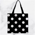 Polka Dots - White Smoke on Black Zipper Grocery Tote Bag