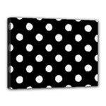 Polka Dots - White Smoke on Black Canvas 16  x 12  (Stretched)