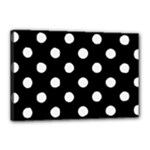 Polka Dots - White Smoke on Black Canvas 18  x 12  (Stretched)