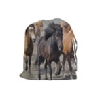 Running Horses Drawstring Pouch (Large)