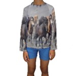Running Horses Kids  Long Sleeve Swimwear