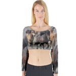 Running Horses Long Sleeve Crop Top (Tight Fit)