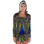 Peacock Women s Long Sleeve Hooded T-shirt