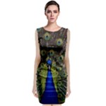 Peacock Sleeveless Velvet Midi Dress